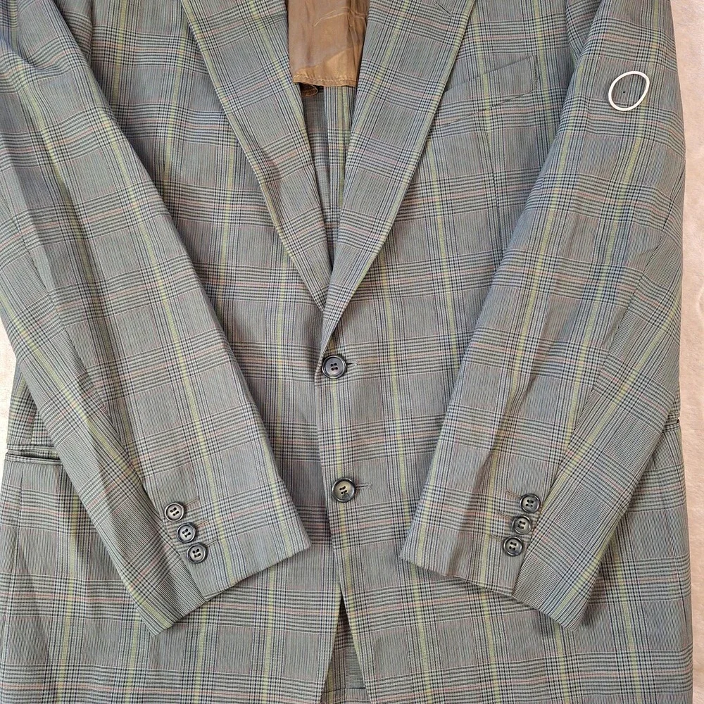 Valentino Uomo Blazer Mens 52R Green Plaid Virgin Wool Sport Coat Made Italy